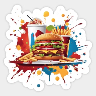 Fast Food Paint Splattered Lunch Sticker